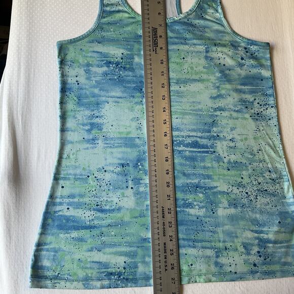 Reebok Women Tank Top M Blue Geometric Activewear Scoop Neck Pullover Light - Picture 6 of 7